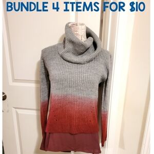 *4 FOR $10* VENUS Gray and Red Cowl Neck Sweater